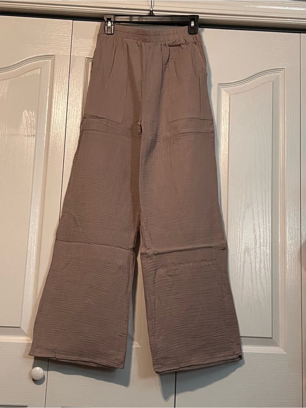 Zenana Outfitters Wide-Leg Pants in Taupe/Mocha - Picture 3 of 5
